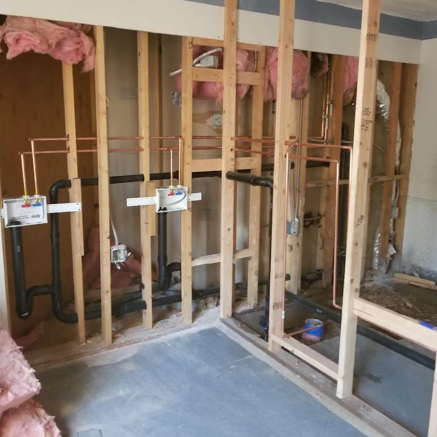 Copper pipe rough-in and plumbing installation in Wilton